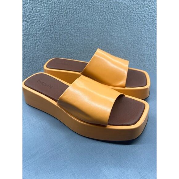 Svegan Women's 'Leather' Slip On Platform Sandals Yellow Size 41 US 10 - Picture 1 of 14
